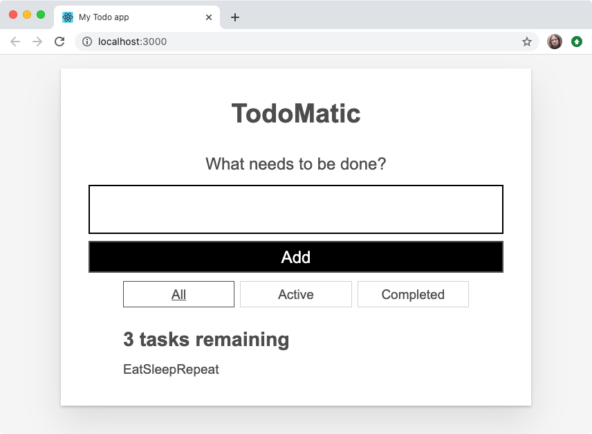 Unsere To-do-Listen-App zeigt die To-do-Element-Labels nur gebündelt auf einer Linie