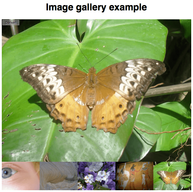 Eine Bildergalerie mit einem großen Bild oben und fünf Thumbnails darunter