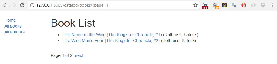 Buchlistenseite - paginiert