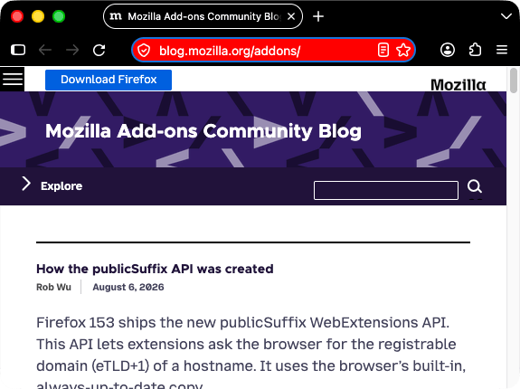 Firefox ist schwarz. Tab, Suchleiste und URL-Leiste sind schwarz mit weißem Text und weißen Symbolen. Die fokussierte URL-Leiste hat einen roten Hintergrund und weißen Text.