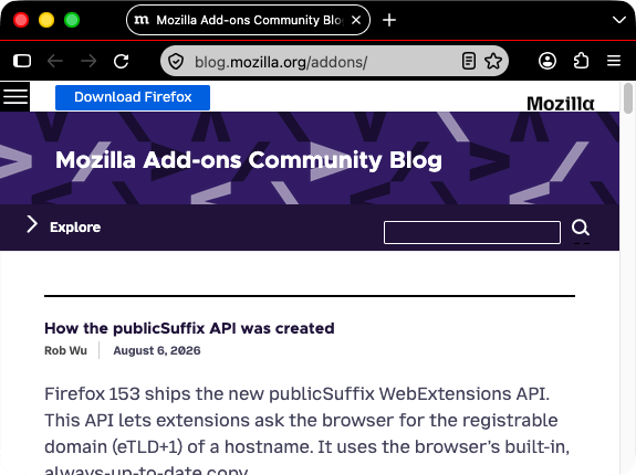 Screenshot eines Browserfensters mit einem geöffneten Tab. Der Browser ist schwarz. Tab und URL-Leiste sind schwarz mit weißem Text und weißen Symbolen. Eine rote Linie trennt den oberen Rand der URL-Leiste vom darüberliegenden Browserbereich.
