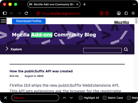 Screenshot eines Browserfensters mit einem geöffneten Tab. Der Browser ist schwarz. Tab und URL-Leiste sind schwarz mit weißem Text und weißen Symbolen. Der Text in der URL-Leiste ist rot. Auch das Suchfeld zeigt roten Text auf schwarzem Hintergrund.